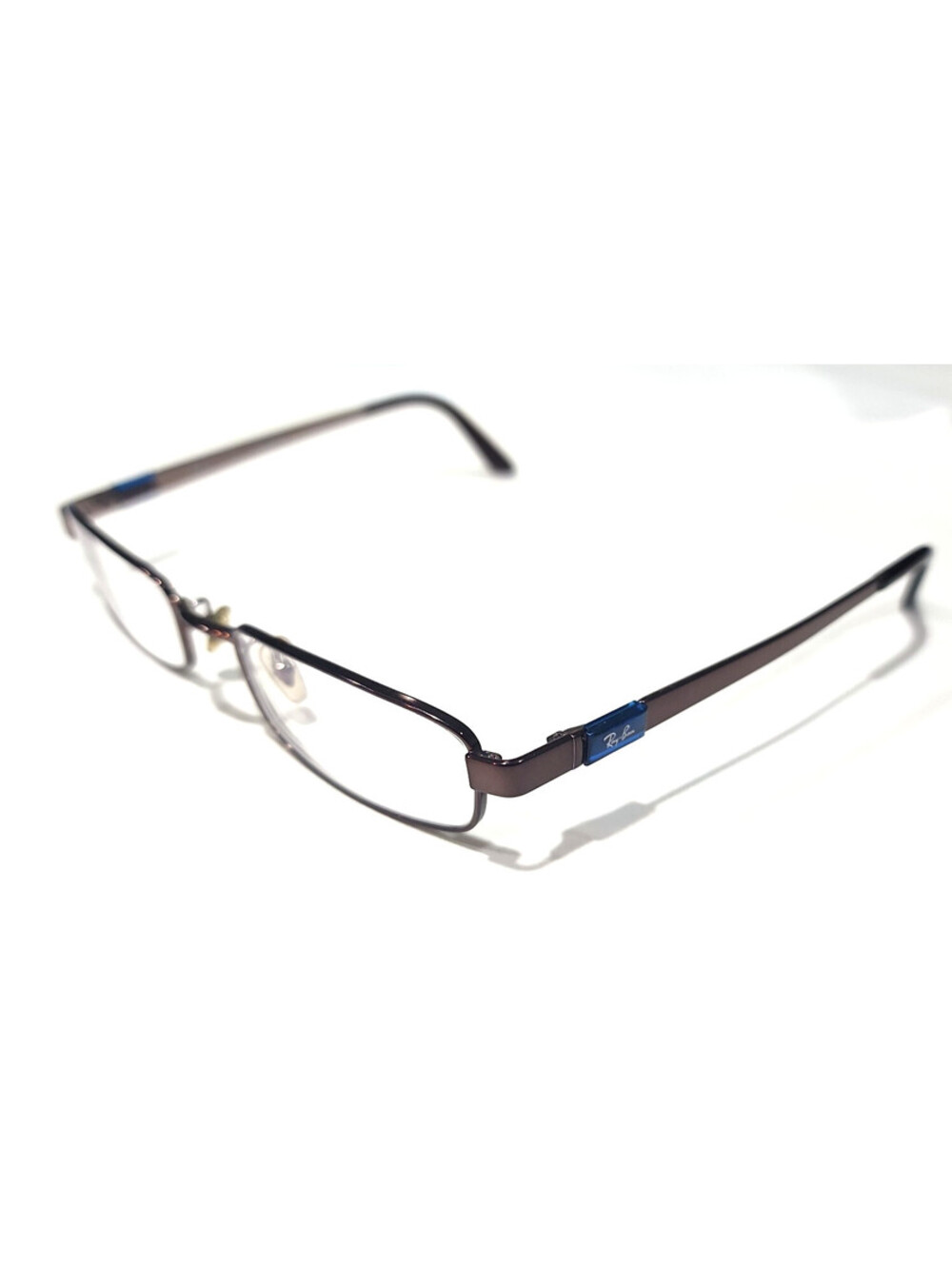 Ray Ban RB6076 2511 Brown Metal Blue Rectangular Eyeglasses 49-19 135 FTS